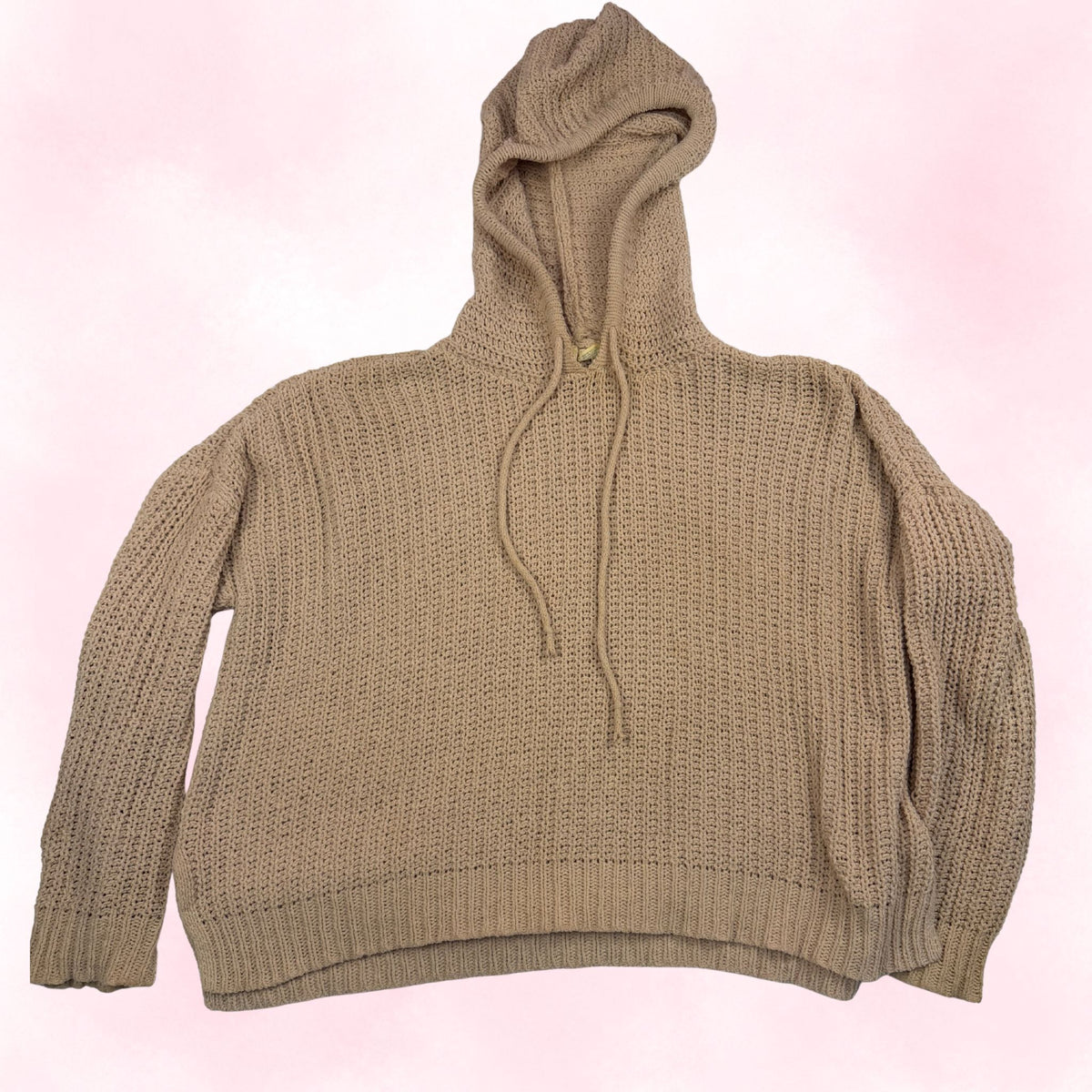 Sky & Sparrow Women's Tan Chunky Knit Hooded Sweater – Size M
