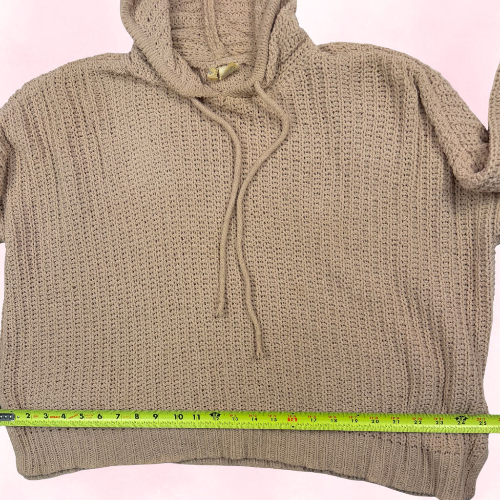 Sky & Sparrow Women's Tan Chunky Knit Hooded Sweater – Size M