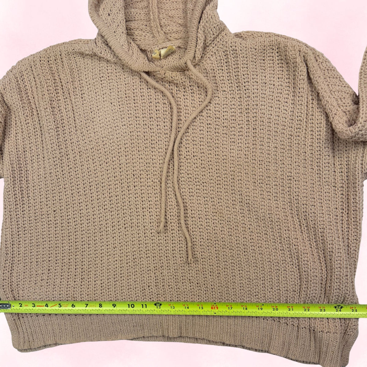 Sky & Sparrow Women's Tan Chunky Knit Hooded Sweater – Size M