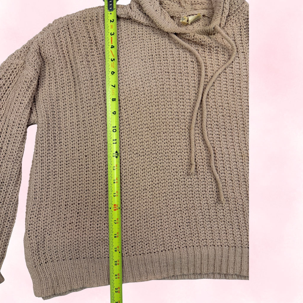 Sky & Sparrow Women's Tan Chunky Knit Hooded Sweater – Size M