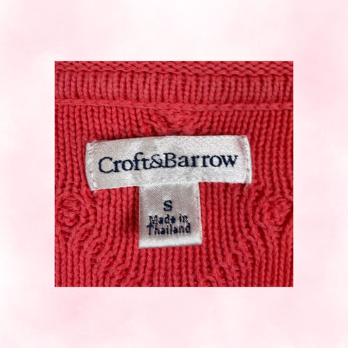 Croft & Barrow Diamond Knit Sweater – Preppy Barbiecore – Size S