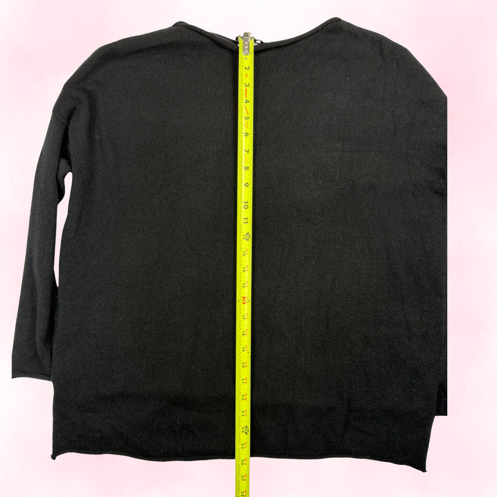 GILLI Women's Black Hello Beautiful Embroidered Sweater – Coquette Casual Chic Oversized Knit – Size M