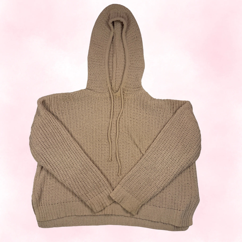 Sky & Sparrow Women's Tan Chunky Knit Hooded Sweater – Size M